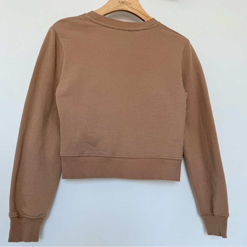 Zara Bustier Stitch Sweatshirt Beige Crewneck Cotton Size S Neutral - Picture 5 of 8